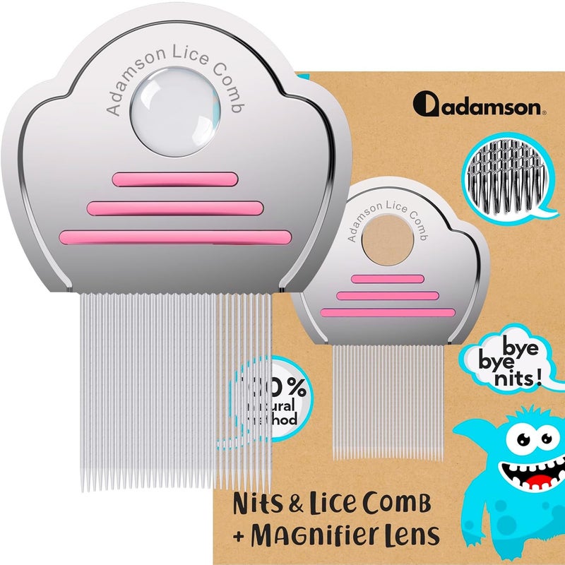 Adamson Lice Comb - Stainless Steel Lice Comb for Kids - Effective Nit Comb - Lice Combs for Thick Hair - Durable and Easy to Clean - Peine para Piojos y Liendres para Niñas - Image 1